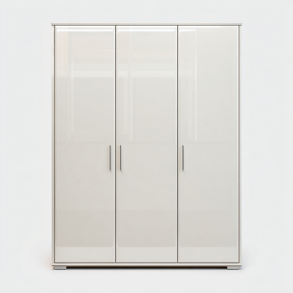 Armoire 3 portes finition brillante 150x60x200 cm - blanc - design contemporain-Pacormadecor