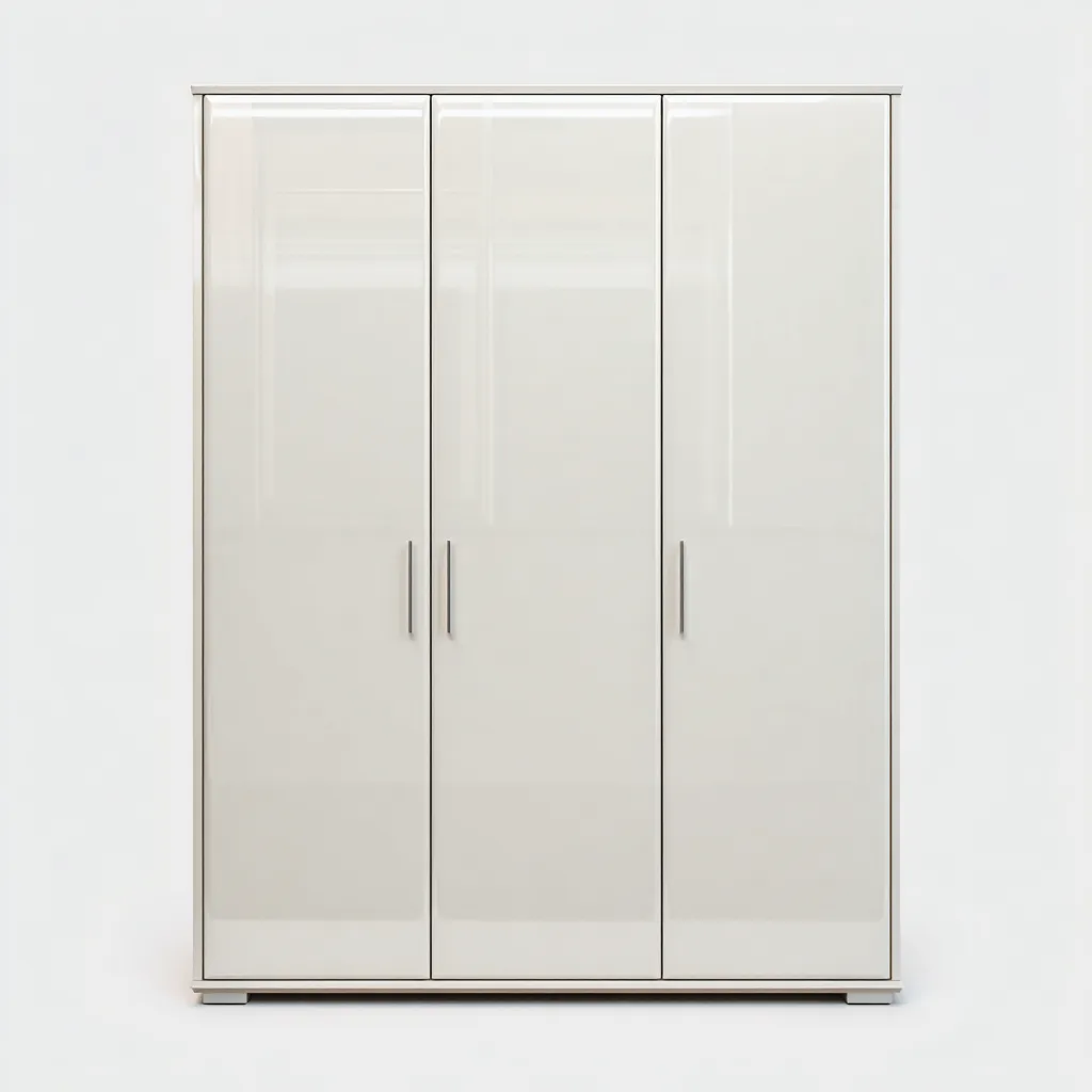 Armoire 3 portes finition brillante 150x60x200 cm - blanc - design contemporain-Pacormadecor