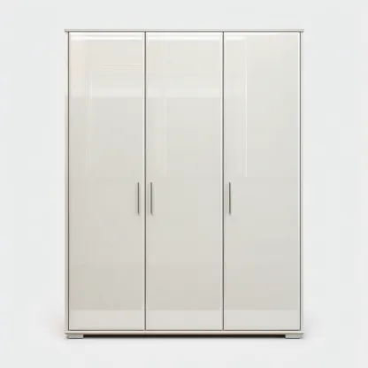 Armoire 3 portes finition brillante 150x60x200 cm - blanc - design contemporain-Pacormadecor