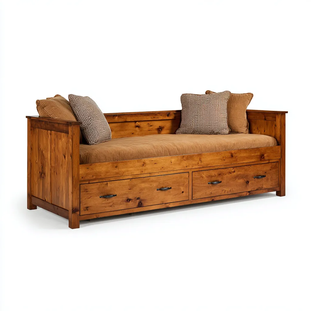 Canapé lit en bois marron 200x90x85 cm - couchage quotidien - style rustique-Pacormadecor