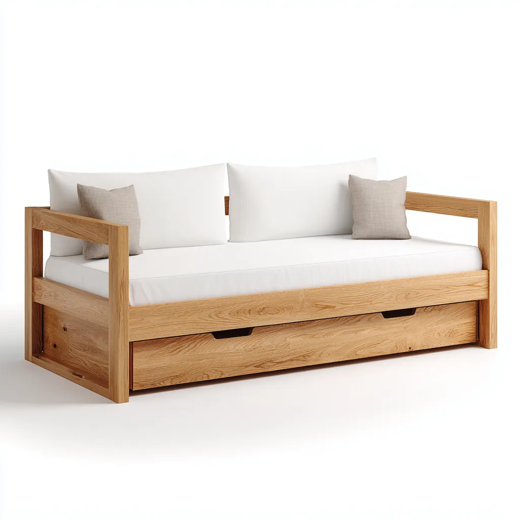 Canapé lit en bois massif 200x90x75 cm - Bois naturel - Usage intérieur - Design scandinave-Pacormadecor