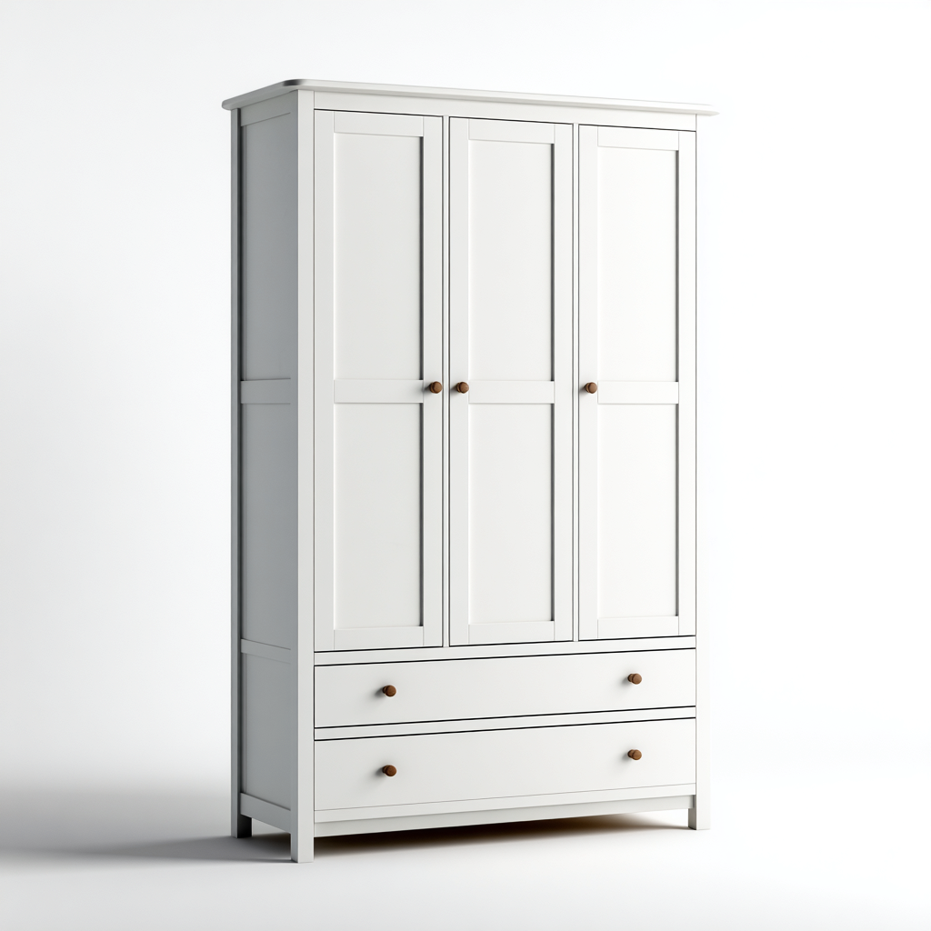 Armoire 3 portes en MDF finition blanche 120x55x190 cm - Blanc - Usage intérieur - Style classique-Pacormadecor