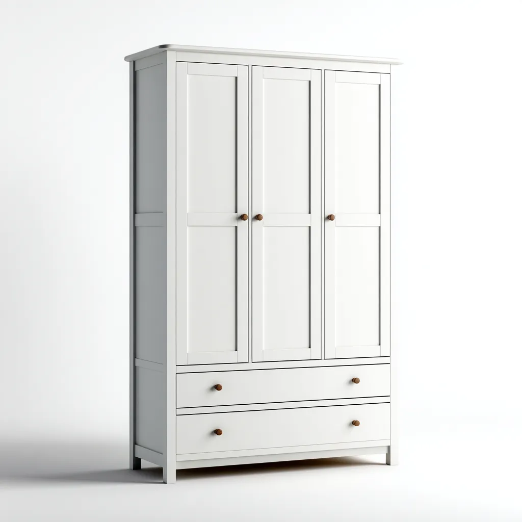 Armoire 3 portes en MDF finition blanche 120x55x190 cm - Blanc - Usage intérieur - Style classique-Pacormadecor