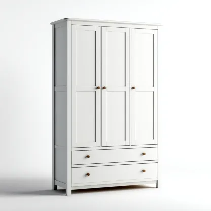 Armoire 3 portes en MDF finition blanche 120x55x190 cm - Blanc - Usage intérieur - Style classique-Pacormadecor