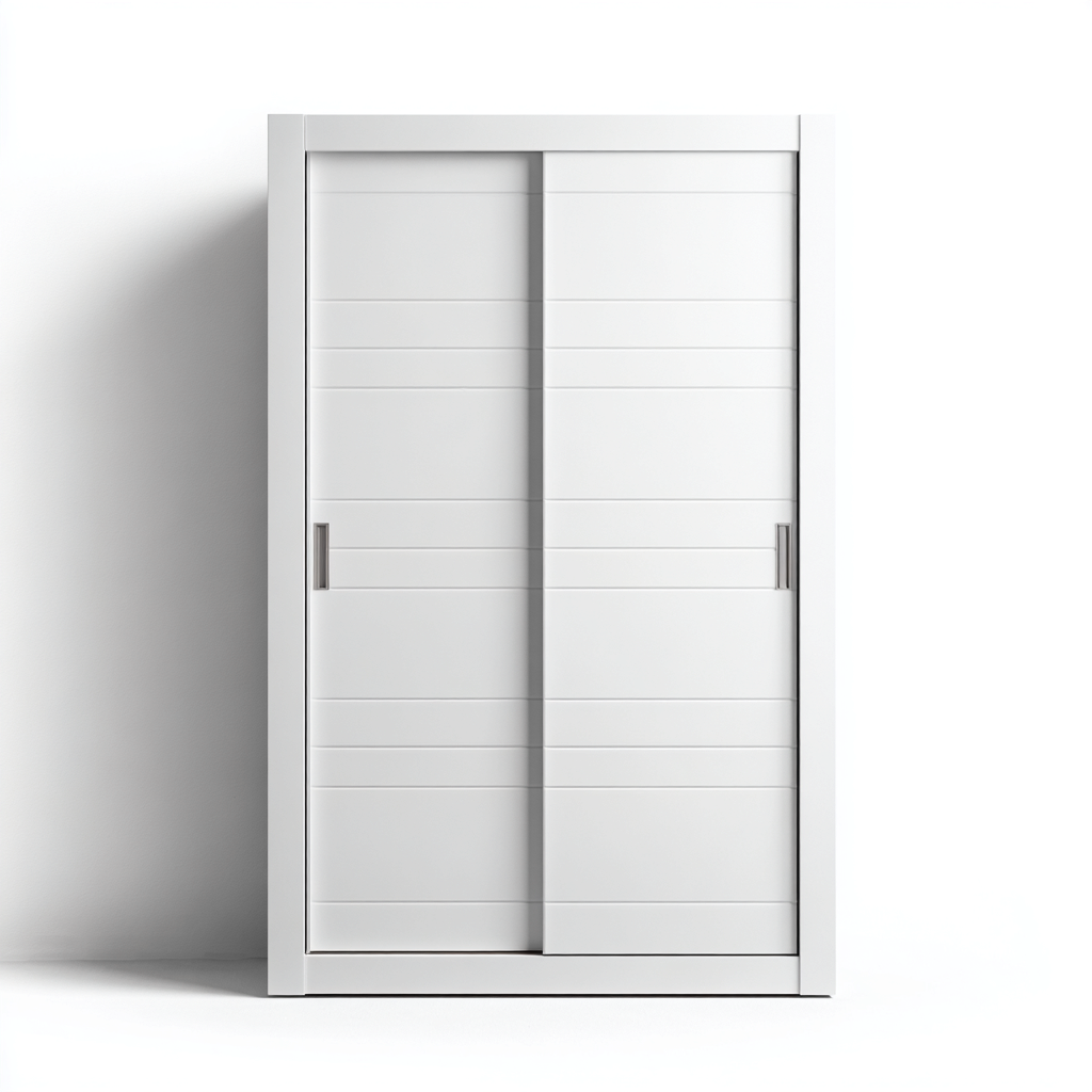 Armoire à portes coulissantes blanche 140x60x200 cm - rangement intérieur - style contemporain-Pacormadecor