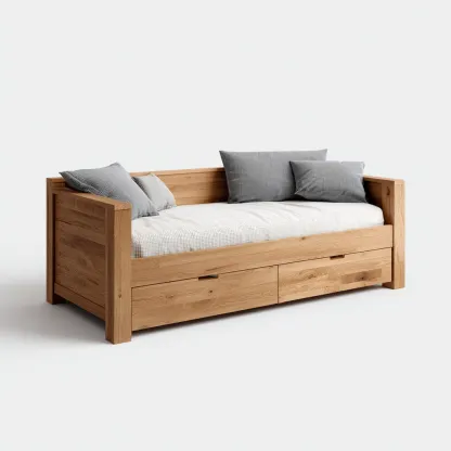 Canapé lit en bois clair 200x90x85 cm - couchage quotidien - style contemporain-Pacormadecor