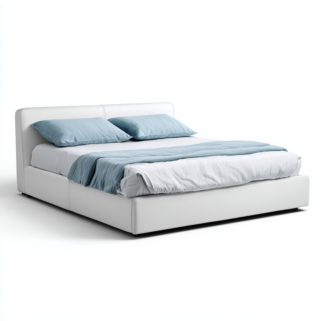 Lit double rembourré en similicuir 200x160x95 cm - Blanc - Usage intérieur - Design moderne-Pacormadecor