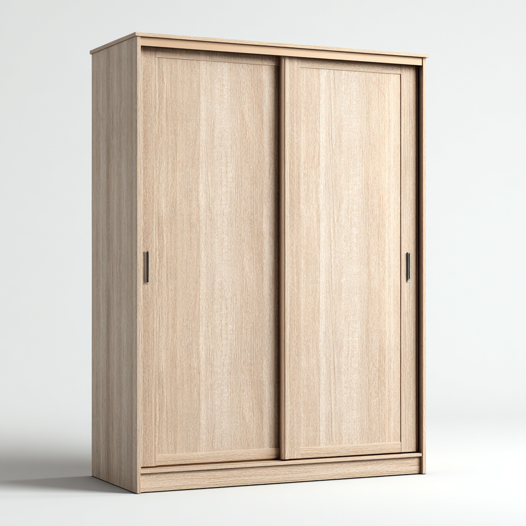Armoire à portes coulissantes en bois 120x60x200 cm - bois naturel - design sobre pour chambre-Pacormadecor
