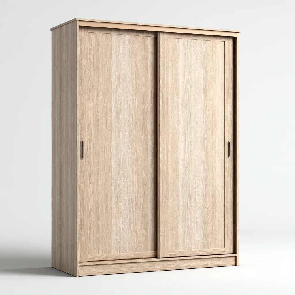 Armoire à portes coulissantes en bois 120x60x200 cm - bois naturel - design sobre pour chambre-Pacormadecor
