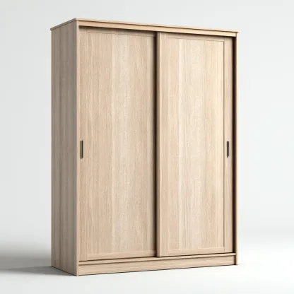 Armoire à portes coulissantes en bois 120x60x200 cm - bois naturel - design sobre pour chambre-Pacormadecor
