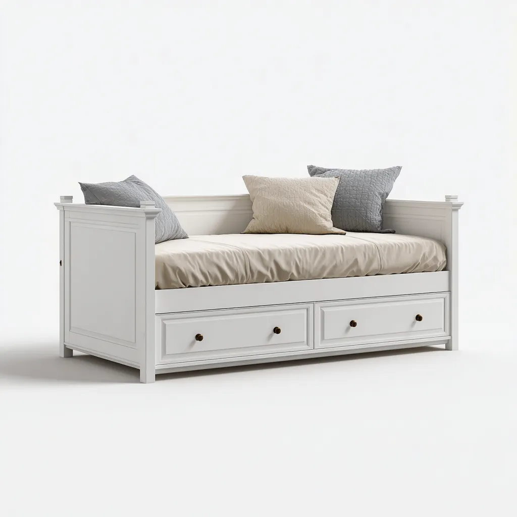 Canapé lit en bois 200x90x85 cm - blanc - style classique-Pacormadecor