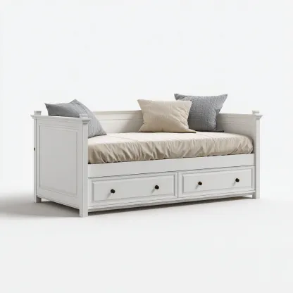 Canapé lit en bois 200x90x85 cm - blanc - style classique-Pacormadecor