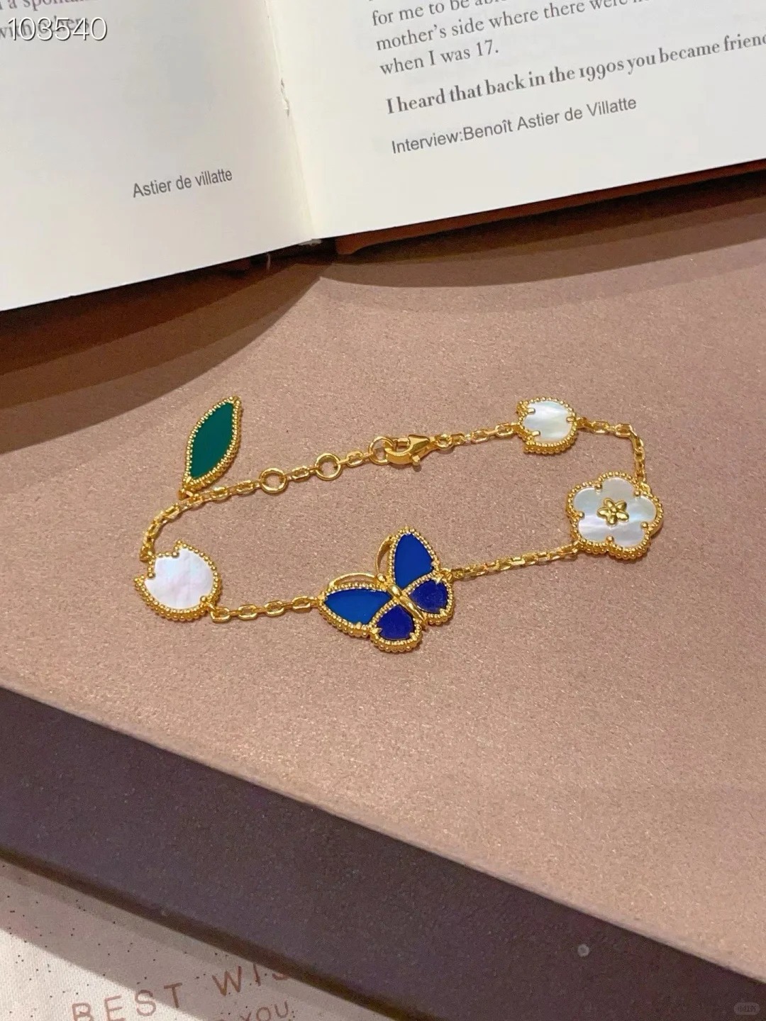 New Blue Butterfly Bracelet Fashion Personality Four Leaf Clover Light Luxury Limited Edition Chaotic Flower Five Flower Bracelet for Women