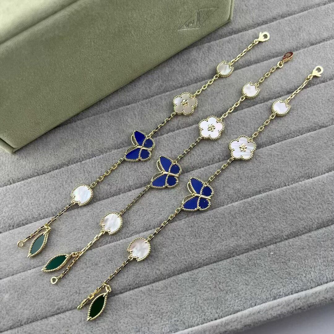 New Blue Butterfly Bracelet Fashion Personality Four Leaf Clover Light Luxury Limited Edition Chaotic Flower Five Flower Bracelet for Women