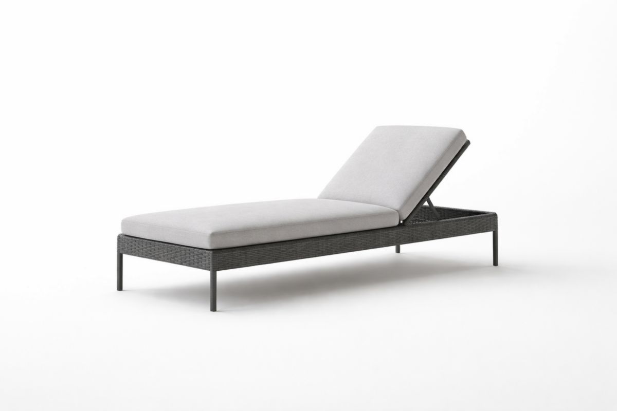 Außenbereich verstellbare Sonnenliege aus Aluminium und Rattan, Anthrazit/Grau, Gesamtlänge 200 cm-Trancozy