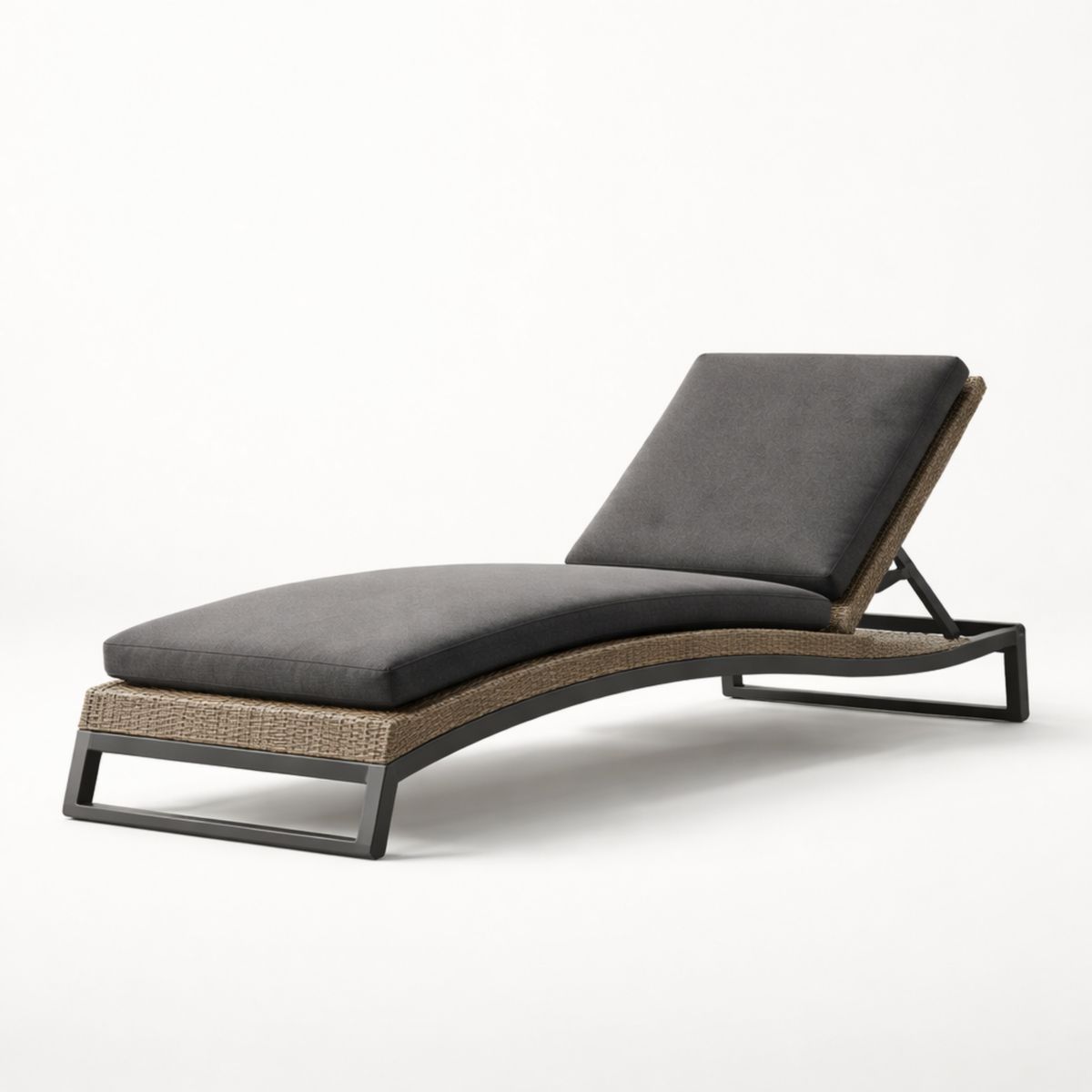 Gartenliege aus Aluminium mit Polyrattan und verstellbarer Rückenlehne Anthrazit-Trancozy
