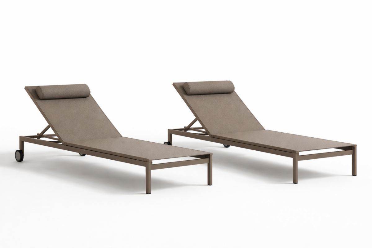 Set aus 2 Liegestühlen Aluminium Textil Braun verstellbar-Trancozy