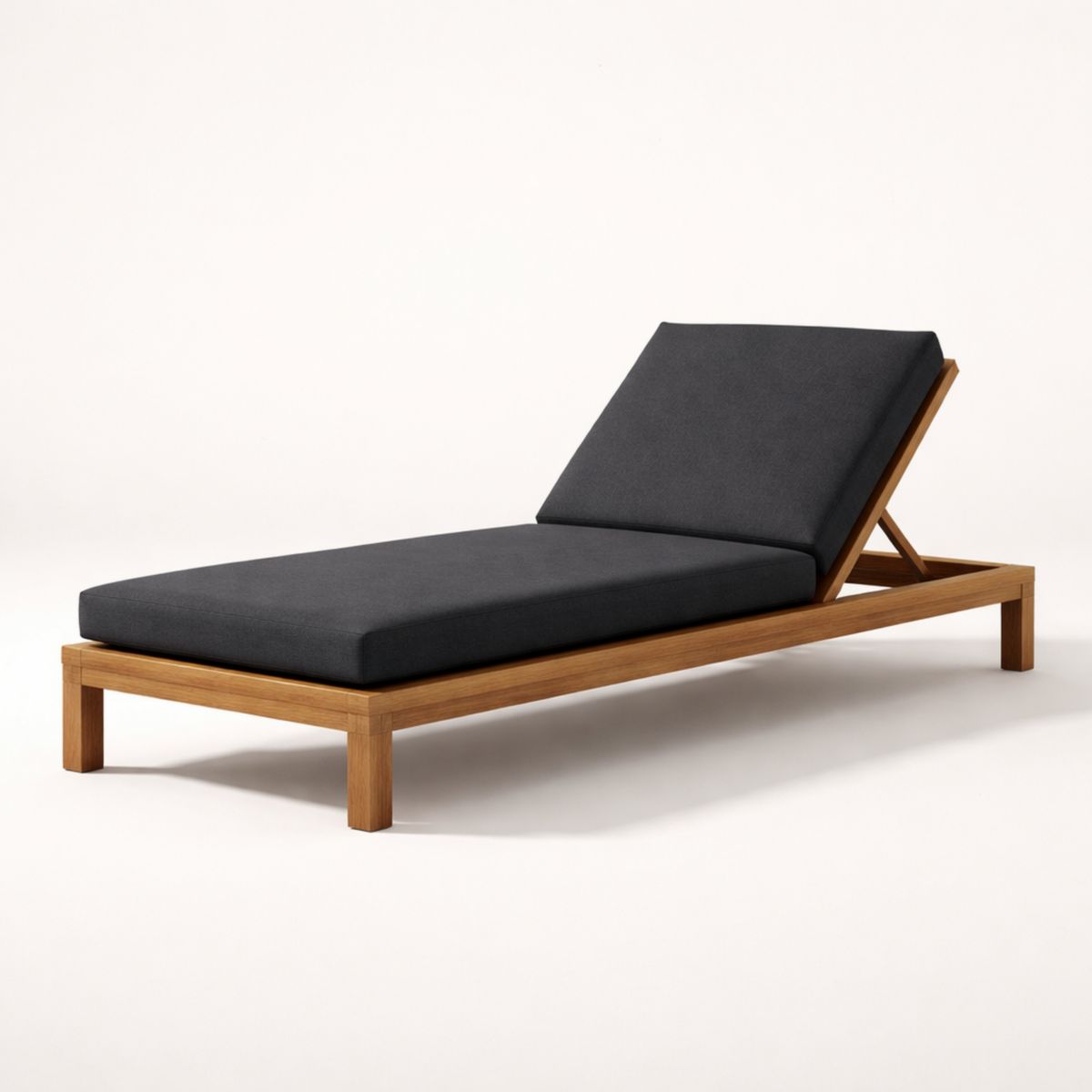 Garten Sonnenliege Teakholz Schwarz Verstellbar 200x70x30 cm-Trancozy