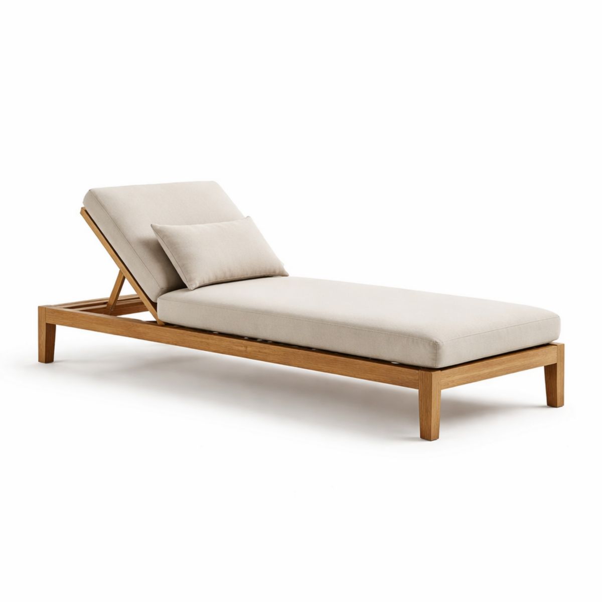 Gartenliege aus Holz mit verstellbarer Rückenlehne 200cm Beige-Trancozy