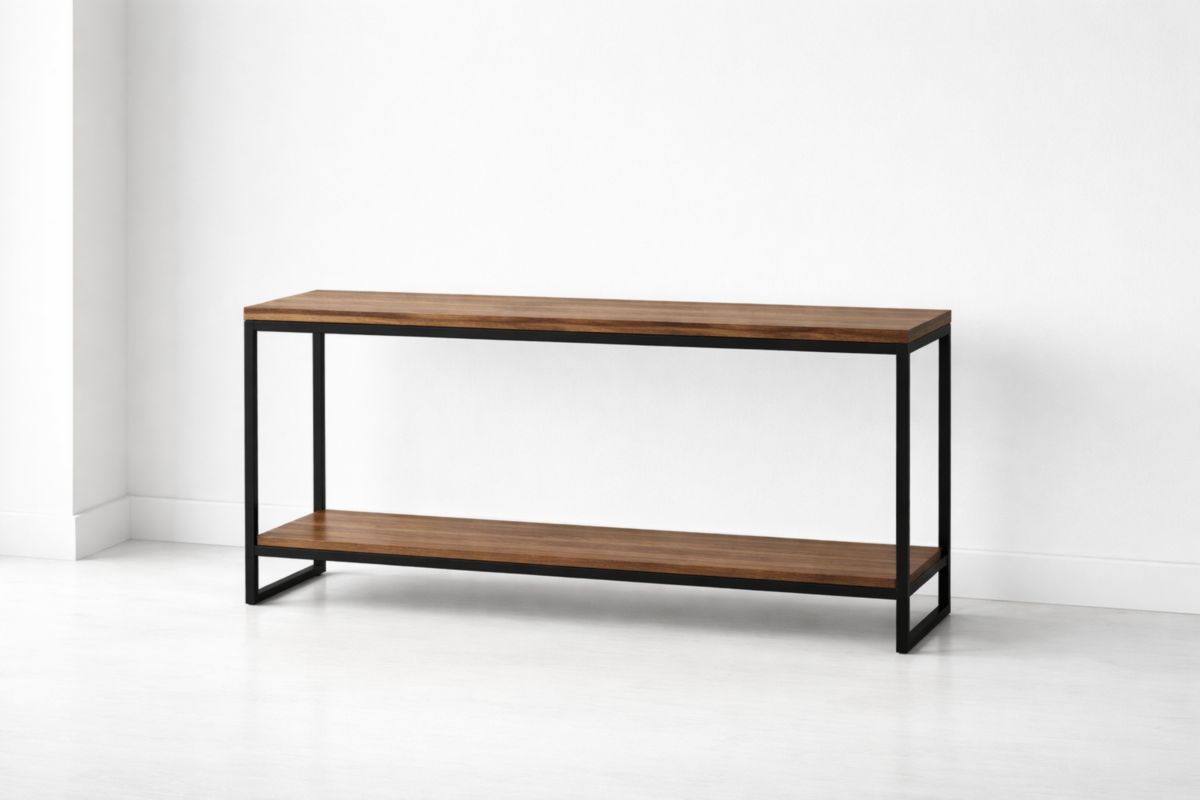 Holz Metall Konsolentisch Schwarz 120x30x80 cm-Trancozy