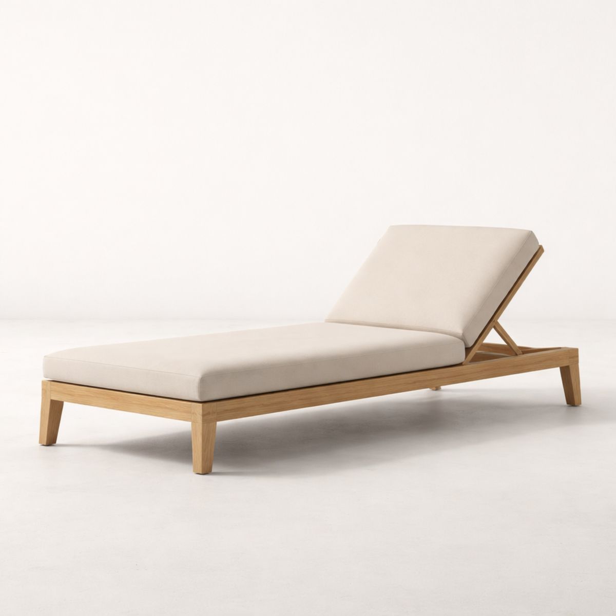 Gartenliege Teakholz mit Polyesterpolster Beige 190x65x30cm-Trancozy