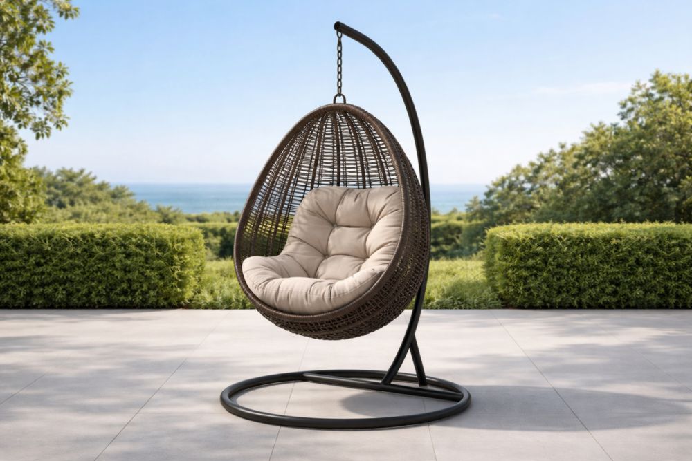 Hängesessel Rattan Stahl Rund Beige/Braun-Xelpure