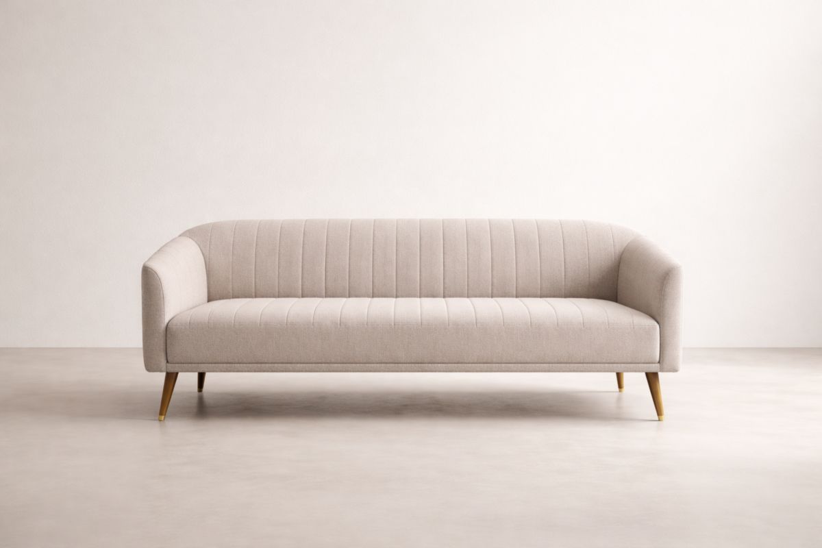 Beiges 2-Sitzer Sofa Stoff mit Holzbeinen-Xelpure