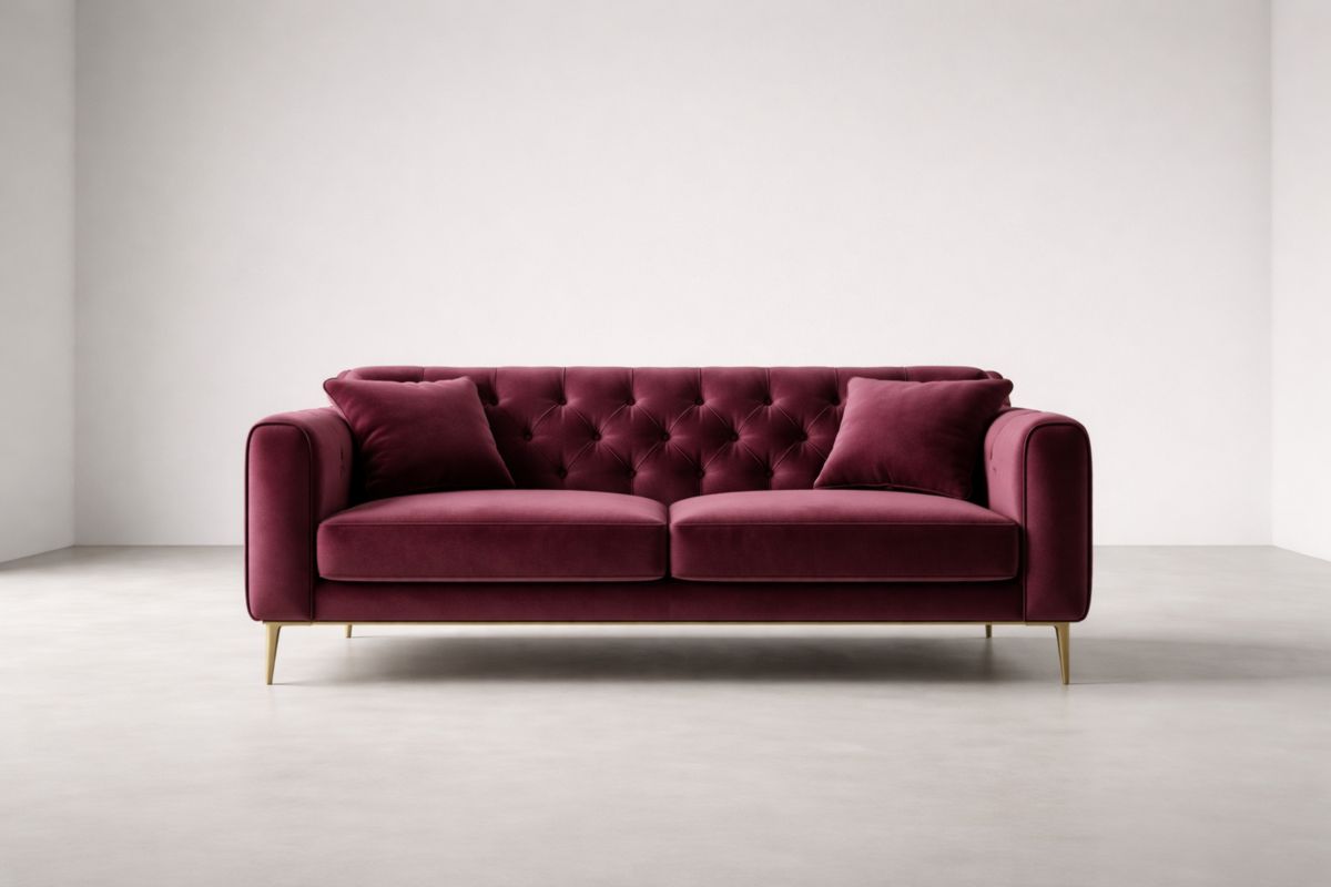 Samt Sofa 2-Sitzer Bordeaux mit Metallfüßen-Xelpure