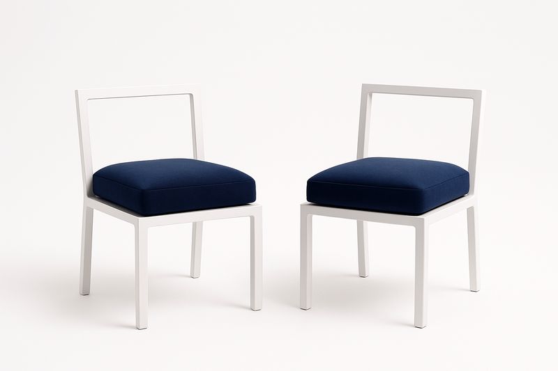 Aluminium Stuhl-Set mit Polyester Kissen Blau/Weiß