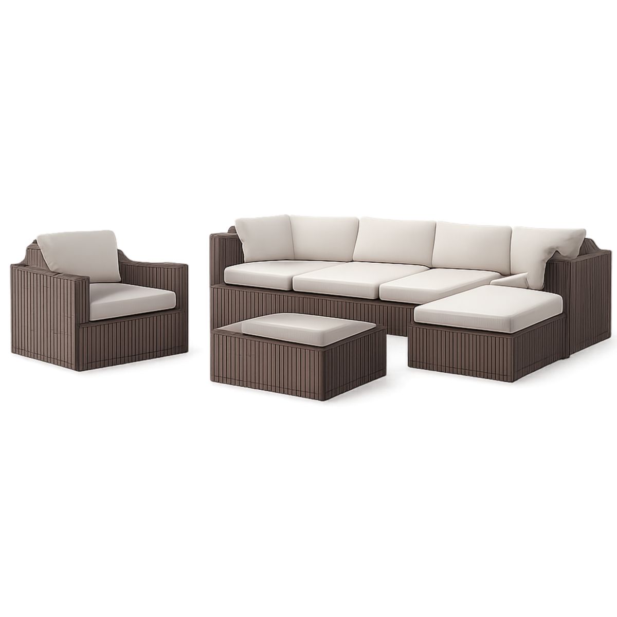 Gartenmöbel Set Polyrattan Sofa Set Braun Creme