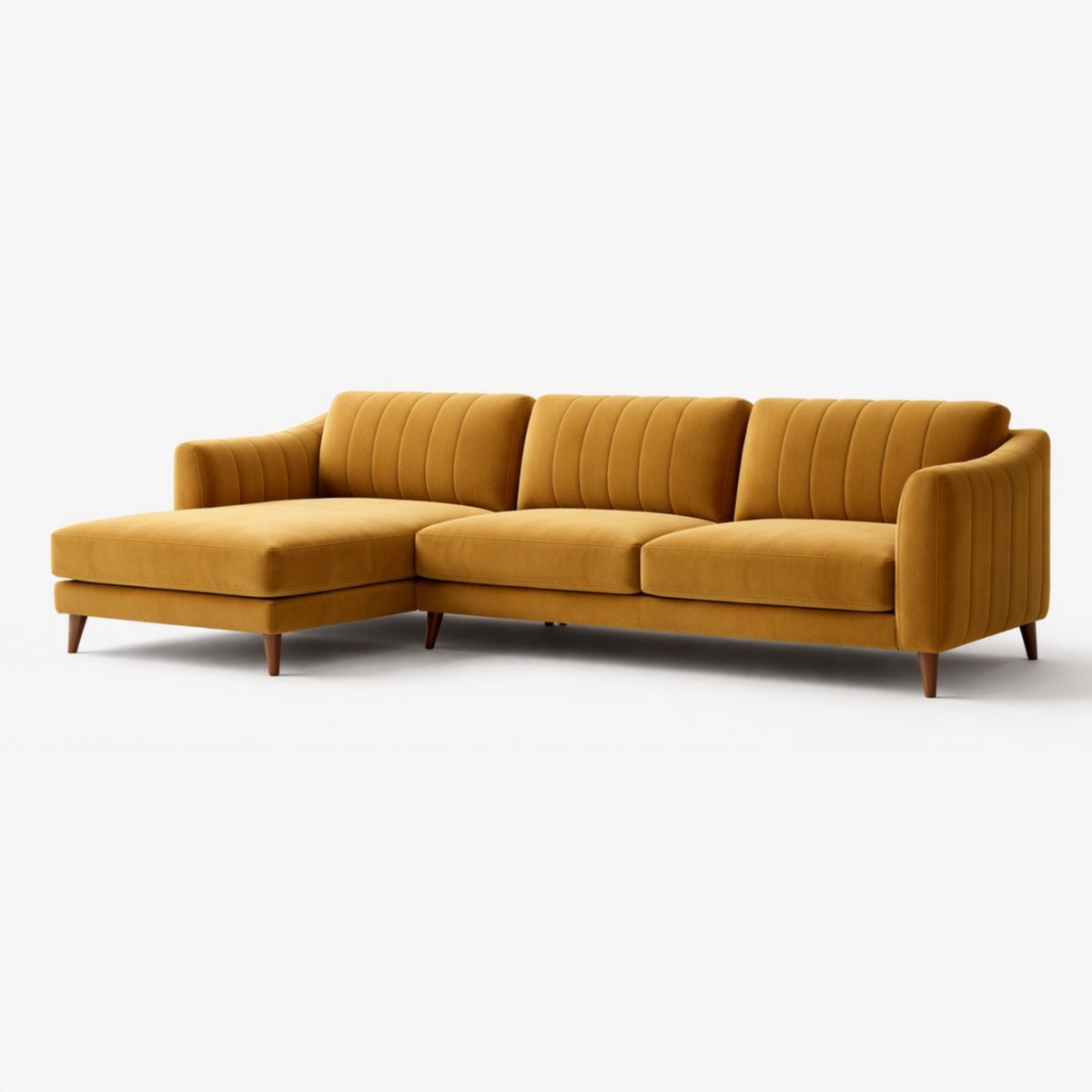 L-förmiges Sofa, Samt, Senfgelb, 300 cm