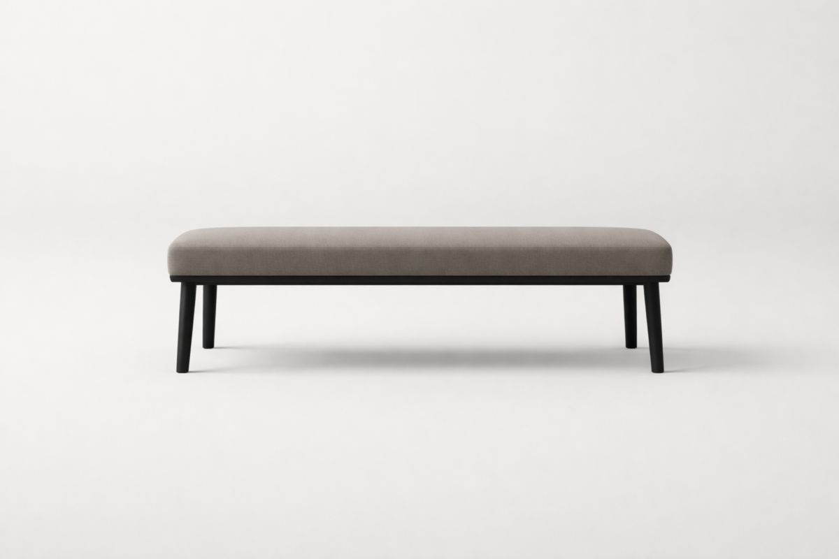 Dunkelgraue Esszimmerbank mit Polyesterpolster und Massivholzbeinen