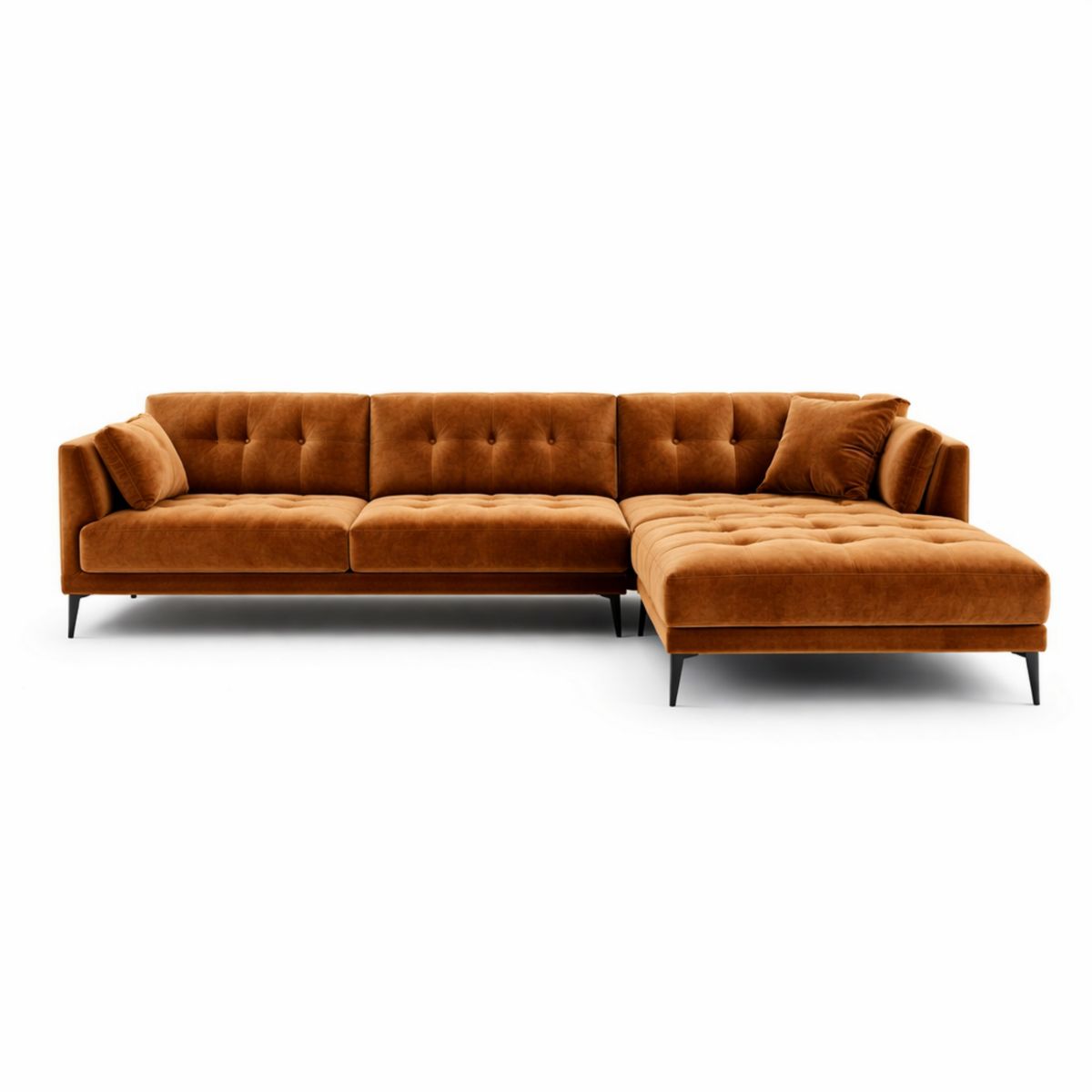 L-förmiges Sofa, Samt, Braun