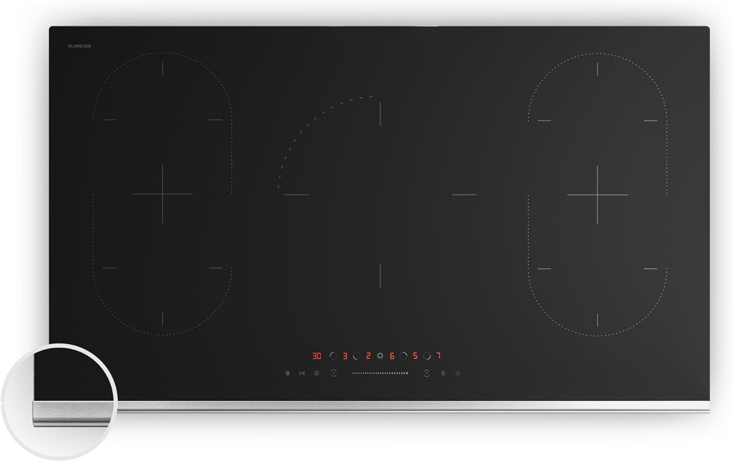 Klarstein Verosteel Plaque Induction 5 Zones, 12200W Boost, Curseur Tactile, Minuterie, Verrouillage Enfant, Verre Noir 90cm-Doviaastudio