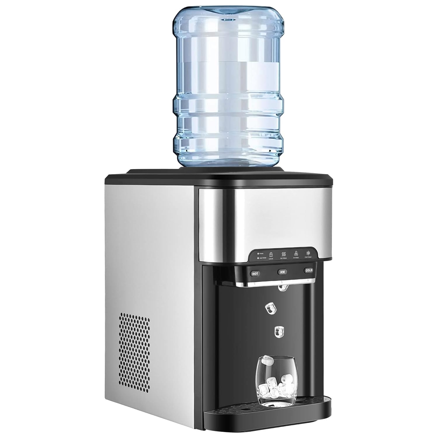 GOPLUS Machine à Glaçons 3 en 1 avec Glace, Eau Chaude et Froide, Distributeur d'Eau avec Réservoir 3 L,Capacité de Fabrication de Glace 18,1KG/24H,Machine à Boire avec Contrôle Tactile-Doviaastudio