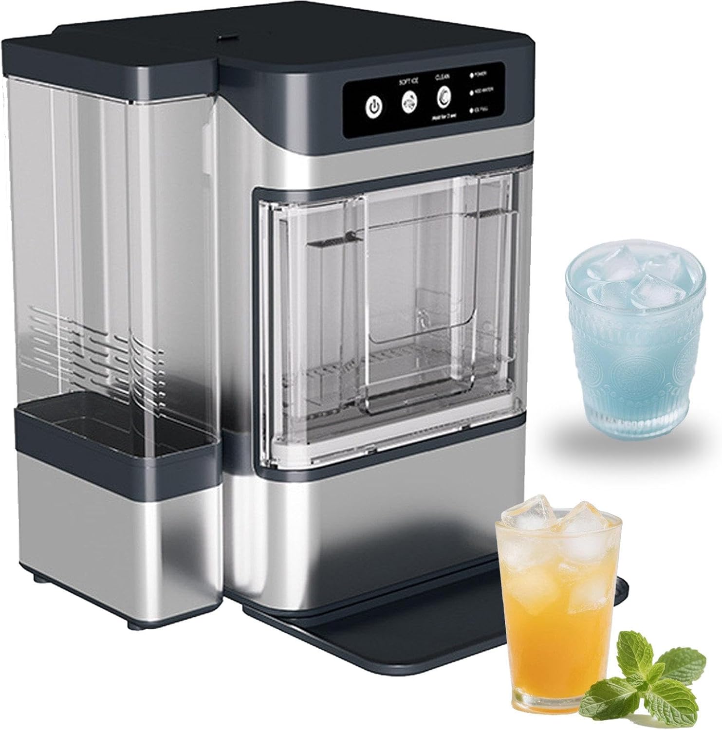 PweKzxt Machine à Glaçons Pellet, Réservoir Eau 3L Détachable, 17kg par Jour, Commande One-Touch, Détection Infrarouge, Design Compact, Autonettoyante-Doviaastudio