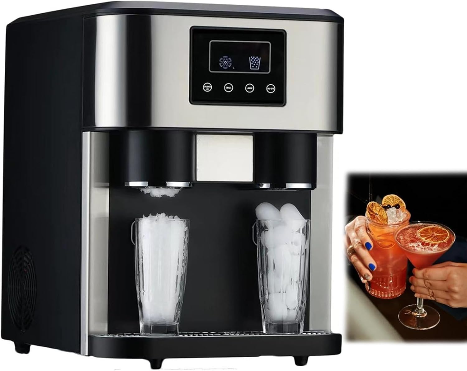 SHUMIAO Machine à Glaçons et Distributeur d'eau de Comptoir - Appareil 3 en 1 Produisant 15 kg/24h De Glaçons et Distribuant de l'eau, Réservoir d'eau de 1,8 L, Idéal pour La Maison, Restaurants-Doviaastudio