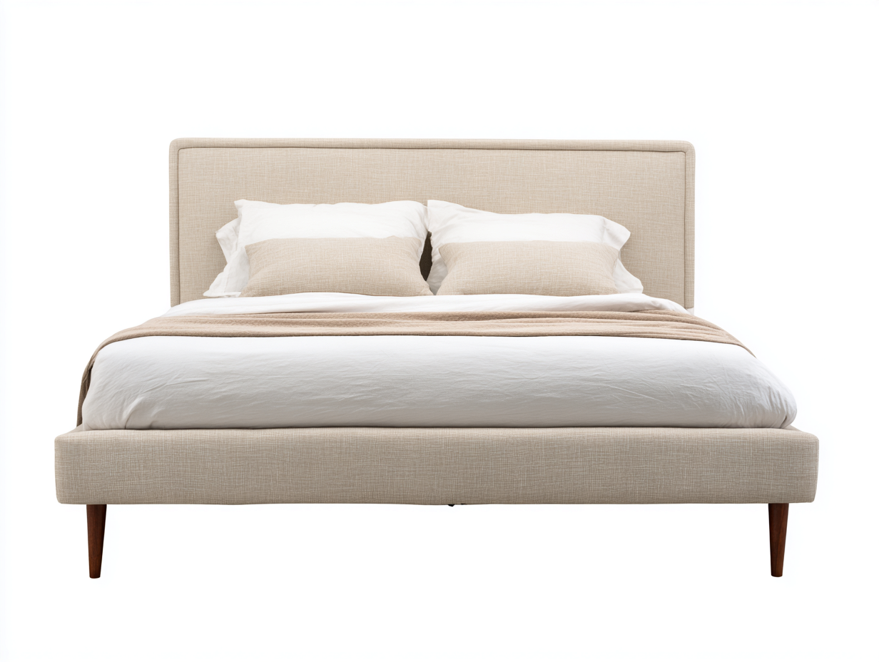 Lit double rembourré en tissu 210x170x110 cm-beige-chambre-design moderne-Doviaastudio