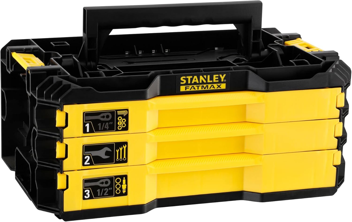 Stanley - BOITE 3 TIROIRS OUTILLÉE PRO-STACK - 126 PCS - FMMT98107-1-Doviaastudio