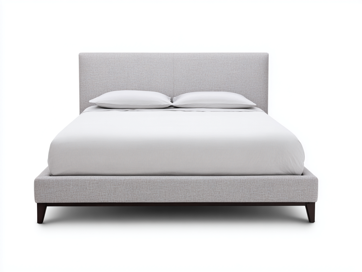 Lit double rembourré en tissu 208x168x108 cm-gris clair-chambre-design moderne-Doviaastudio