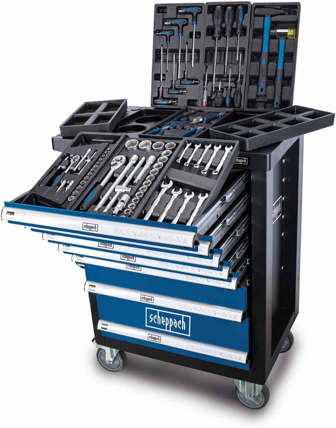 Scheppach Servante d'atelier Toute équipée TW1100-70 Outils - 4 roulettes - verrouillable et Mobile - 7 tiroirs-Doviaastudio