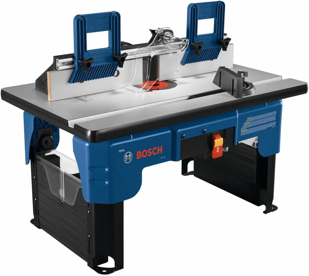 BOSCH Table de défonceuse portable RA1141 de 66 cm x 40,6 cm en MDF laminé avec port de tuyau d'aspiration de 6,3 cm-Doviaastudio