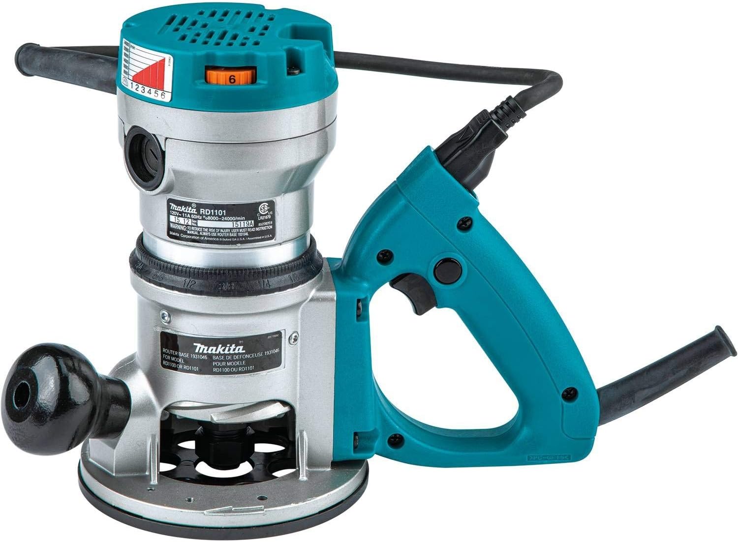 Makita RD1101 Défonceuse à vitesse variable 2-1/4 chevaux avec poignée en D-Doviaastudio