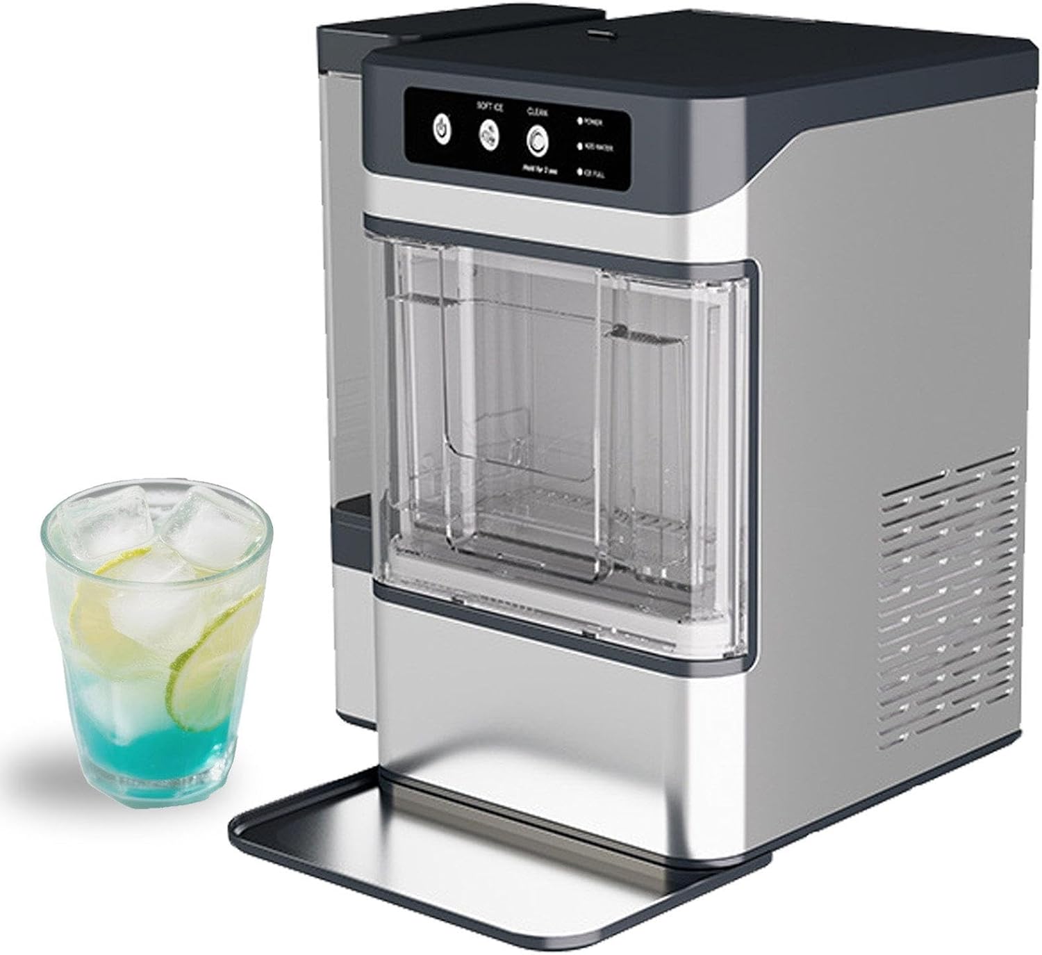 PweKzxt Machine à Glaçons à Nuggets, avec Réservoir Latéral, 17kg par Jour, Autonettoyante, Fonction Une Touche, 5-10min, Inoxydable, pour Usage Intensif-Doviaastudio