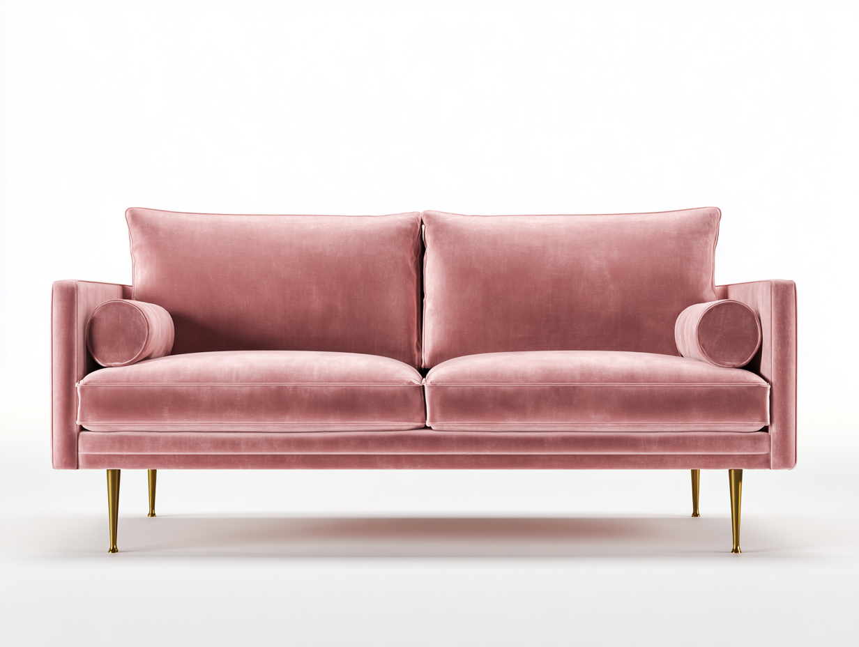 Canapé 2 places en tissu velours 178x85x82 cm-rose-salon-style moderne-Doviaastudio