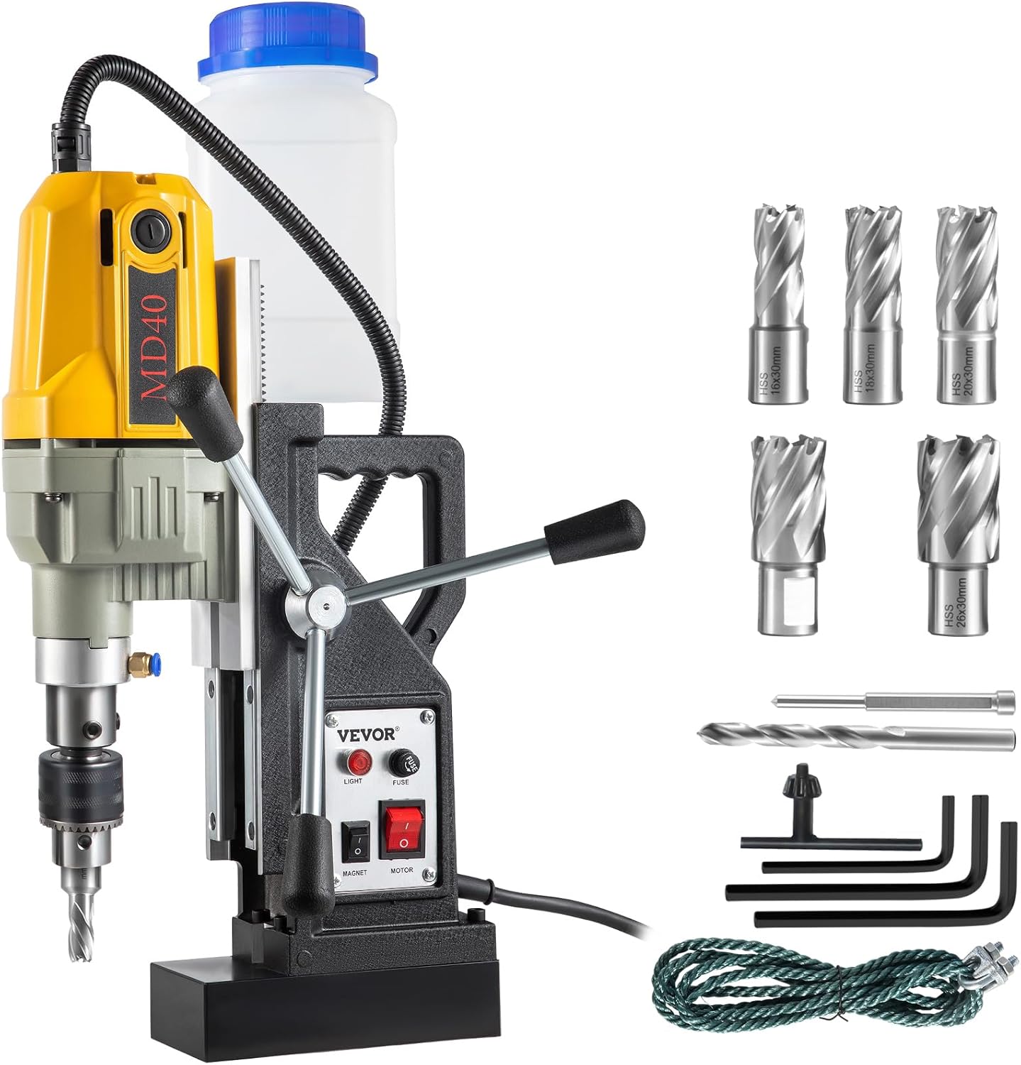VEVOR Perceuse Magnétique 1200 W Perceuse à Colonne 10000 N de 36 x 28 x 12 cm Sept Éléments Pratique pour la Construction de Navires Ponts Fabrication Industrielle et Sidérurgique Chantier-Doviaastudio