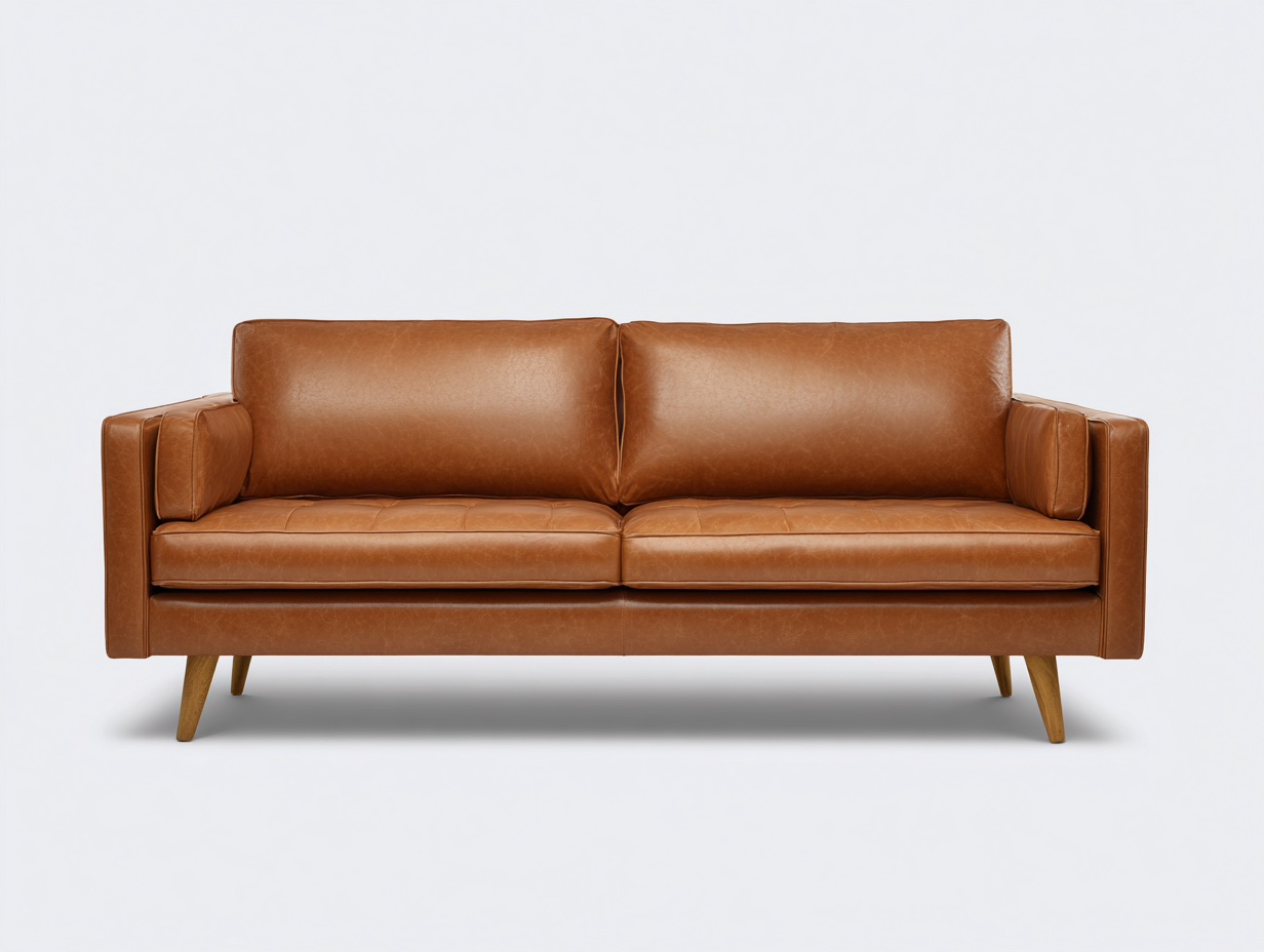 Canapé 2 places en cuir synthétique 175x90x82 cm-brun clair-salon-style moderne-Doviaastudio