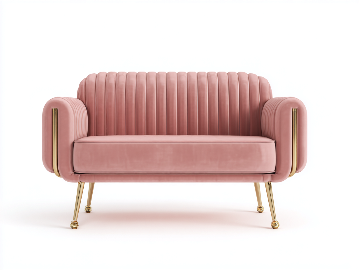 Canapé 2 places en tissu velours 168x82x76 cm-rose-salon-style moderne-Doviaastudio