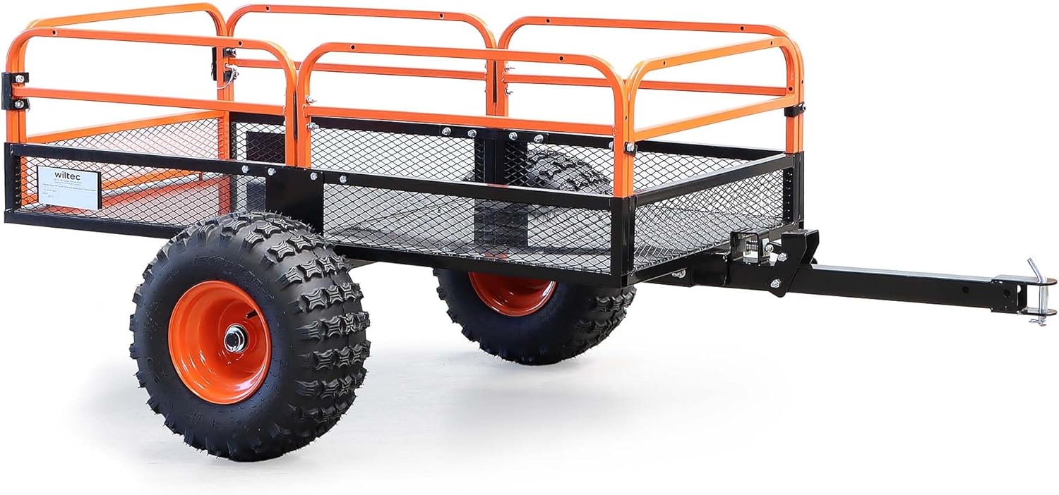 Wiltec Remorque basculante - 2159 x 1219 x 762 mm - capacité 680 kg - avec Grille et Parois amovibles - pour Tondeuse autoportée ATV Jardinage Transport-Doviaastudio
