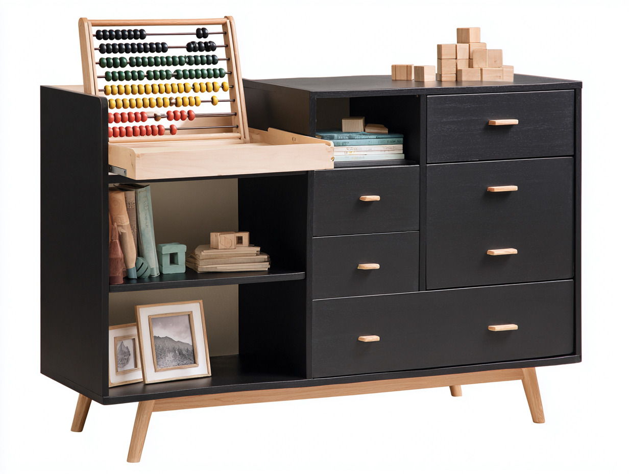 Commode bois-120x45x85 cm-noir-chambre-style moderne-Doviaastudio